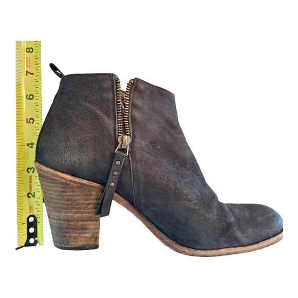 Anthropologie Hoss Intropia Double Zip Suede Heeled Ankle Boots Black 38 Spain 8 - Picture 12 of 12